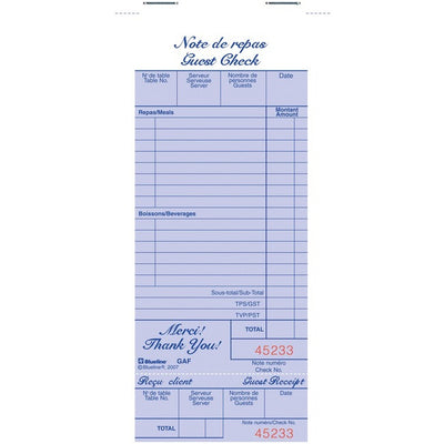 Blueline Guest Checks, Bilingual (BLIGAFA)