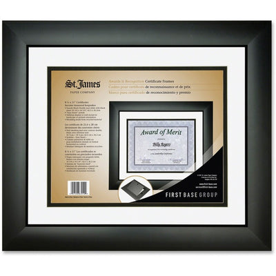 St. James&reg; Certificate/Diploma/Document Frame, 8.5x11" , Tuxedo Black with Double Mat White/Black, 83910 (FST83910)