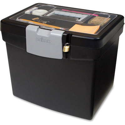 Storex Portable File Box with Top Organizer (STX61504B03C)