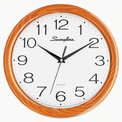 Swingline 12" Woodgrain Round Wall Clock (SWI27007)