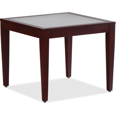 Lorell Glass Top Mahogany Frame Table (LLR59541)