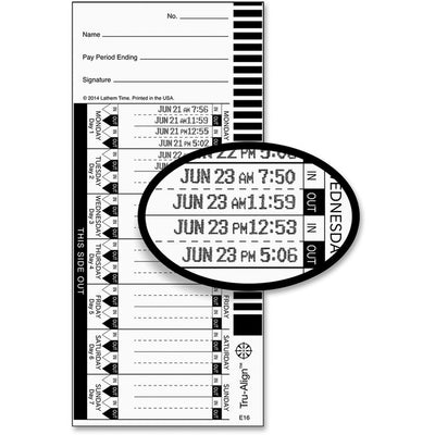Lathem E16 Tru-Align Time Cards (LTHE16-100)