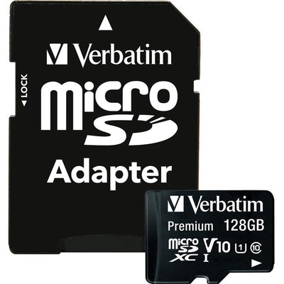 Verbatim 128GB Premium microSDXC Memory Card with Adapter, UHS-I Class 10 (VER44085)