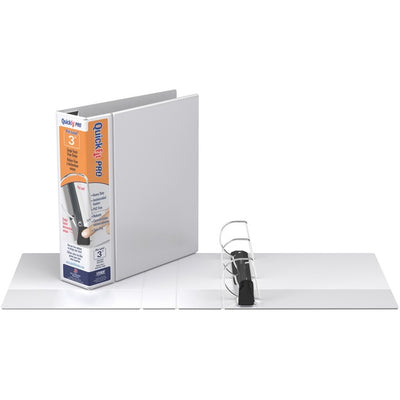 QuickFit PRO Heavy-Duty Single-Touch View Binder, Locking D Rings, 3 Inch, White (RGO90050)