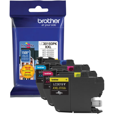 Brother Innobella LC30193PKS Ink Cartridge - Yellow, Cyan, Magenta (BRTLC30193PKS)