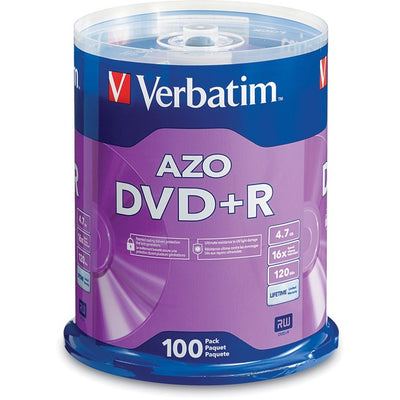 Verbatim 95098 DVD Recordable Media - DVD+R - 16x - 4.70 GB - 100 / Pack - Silver (VER95098)