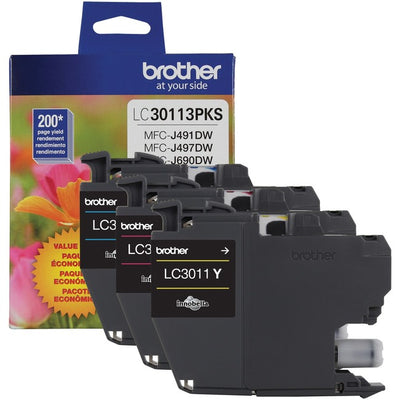 Brother LC30113PKS Original Ink Cartridge - Tri-pack - Cyan, Magenta, Yellow (BRTLC30113PKS)