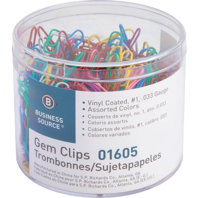 Business Source Vinyl-coated Gem Clips (BSN01605)