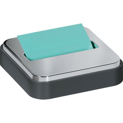 Post-it&reg; Pop-up Notes Dispenser for 3 in x 3 in Notes, Black Base with Steel Top (MMMSTL330-B)