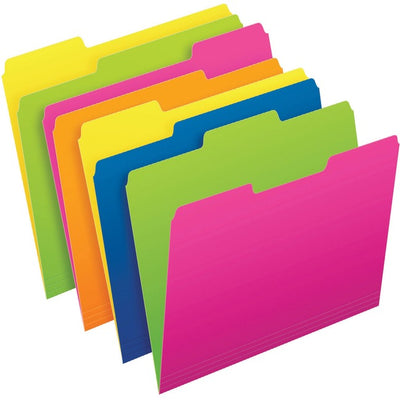 Pendaflex Twisted Glow 1/2 Tab Cut Letter Recycled Top Tab File Folder (PFX67100)