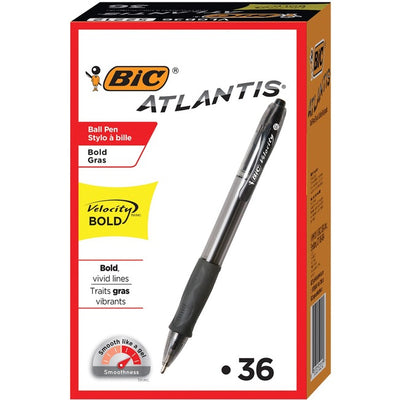 BIC Glide Bold Retractable Ballpoint Pens, Bold Point (1.6mm), Black Ink Pens, 36-Count Pack, Pens for School and Office Supplies (BIC805011)