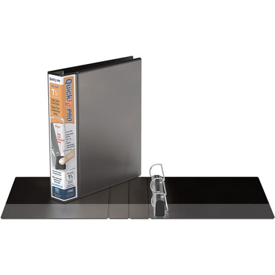 QuickFit PRO Heavy-Duty Single-Touch View Binder, Locking D Rings, 1.5 Inch, Black (RGO90021)