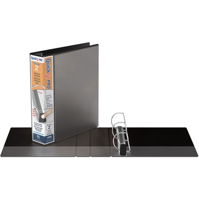 QuickFit PRO Heavy-Duty Single-Touch View Binder, Locking D Rings, 2 Inch, Black (RGO90031)
