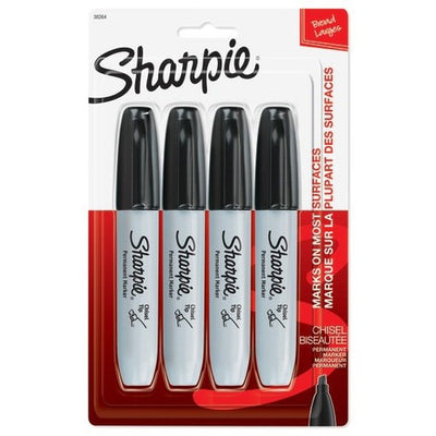 Sharpie Permanent Markers, Chisel Tip, Black Ink (SAN38264PP)