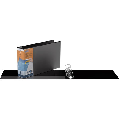 QuickFit Heavy-Duty Landscape 3-Ring Binder, D-Ring, View Binder, 3 Inch, Black (RGO94051)