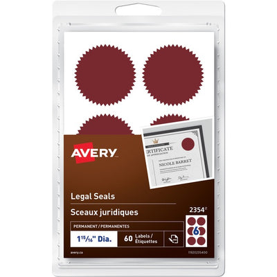 Avery&reg; Legal SealsHandwrite, 1-15/16" Diameter, Red (AVE2354)