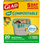 Glad 100% Compostable Bags - Small 10 Litres - Lemon scent, 44 Compost Bags (CLO30161FRM7)