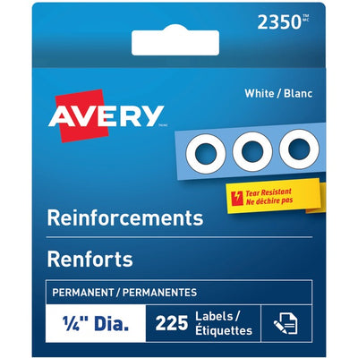 Avery&reg; White Reinforcement Labels, 1/4" Diameter, 225/pk (AVE2350)