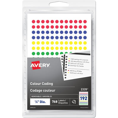 Avery&reg; Removable Colour Coding LabelsHandwrite, 1/4" , Assorted Colours (AVE2339)