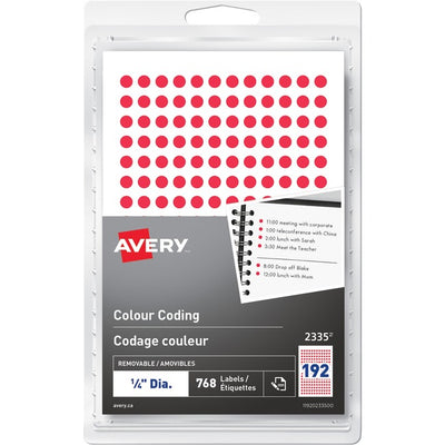 Avery&reg; Removable Colour Coding LabelsHandwrite, 1/4" , Red (AVE2335)