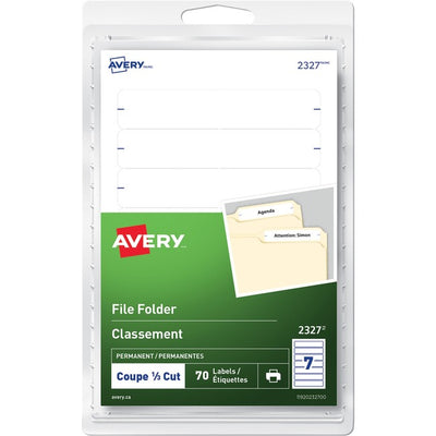 Avery&reg; File Folder Labels for Laser and Inkjet Printers, 3-1/2" x 1/3" , White (AVE2327)