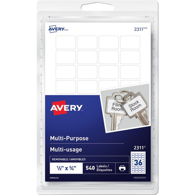 Avery&reg; Multi-Purpose Removable Labelsfor Laser and Inkjet Printers, 1/2" x 3/4" (AVE2311)