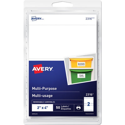 Avery&reg; Multi-Purpose Removable Labelsfor laser and inkjet printers, 2" x 4" (AVE2316)
