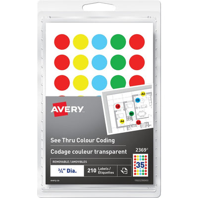 Avery&reg; See Thru Removable Colour Coding LabelsHandwrite, 3/4" (AVE2369)