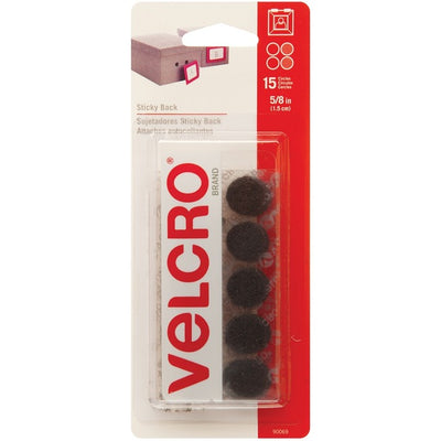 VELCRO BLACK ADHESIVE ROUND 5/8" CARD (VEK90069C)