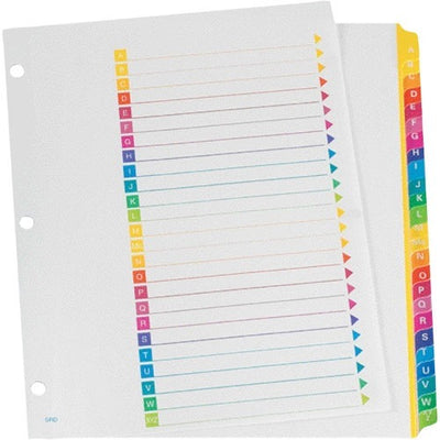Oxford Super Rapidex Colour Coded Tab Dividers -A-Z, Letter-Size, Assorted, 25/ST (OXFCR213SRD)