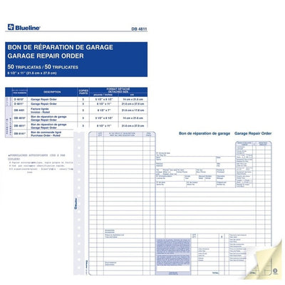 Blueline Garage Repair Orders in Snap Sets (BLIDB4811)