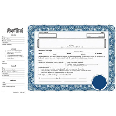 CERT.SHARE PROV.FRENCH BLUE (ECXQFBL-59301)