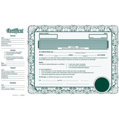 CERT.SHARE PROV.FRENCH GREEN (ECXQFVE-59301)
