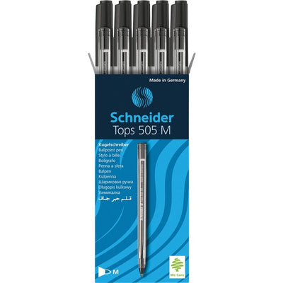 Schneider Tops 505 Ball Point Stick Pens Medium Black 10/Box (PSYRS150801)