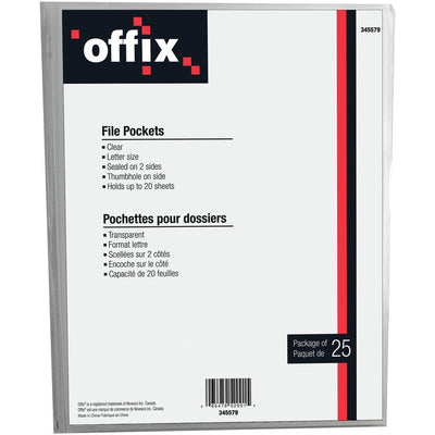 FILE POCKT LTR CLEAR OFFX,25pk (NVX345579)