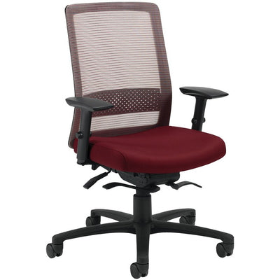 Red Fabric Seat - High Back - 5-star Base - Armrest - 1 Each (GLB436626)