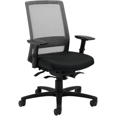 Black Fabric Seat - High Back - 5-star Base - Armrest - 1 Each (GLB436659)