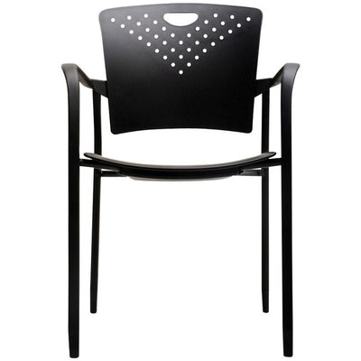 Black Seat Color - Polypropylene Seat Material - Black Back Color - Polypropylene Back Material - Steel Frame Material - Four-legged Base - Armrest - 2 / Box (HZNA-118A)