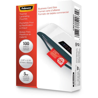 Fellowes Glossy Pouches - Business Card, 5 mil, 100 pack (FEL52031)