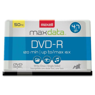 Maxell DVD Recordable Media - DVD-R - 16x - 4.70 GB - 50 / Pack (MAX638011)