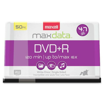 Maxell DVD Recordable Media - DVD+R - 16x - 4.70 GB - 50 / Pack (MAX639013)