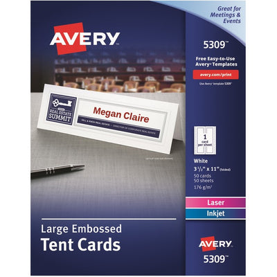 Avery&reg; Large Tent Cardsfor Laser and Inkjet Printers, 3-1/2" x 11" (AVE5309)