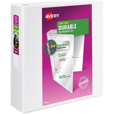 Avery&reg; Durable View Binder 3" , Slant D Rings, White (AVE17042)