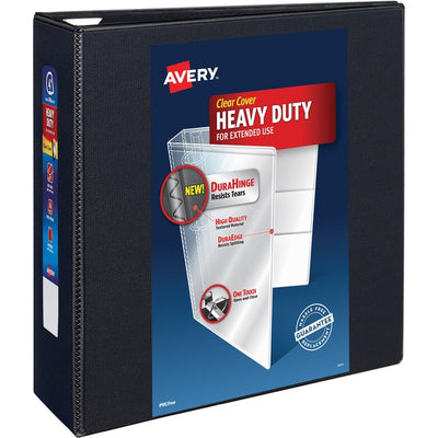 Avery&reg; Heavy Duty View Binder 4" , One Touch&trade; Locking D Rings, Black (AVE79-604)