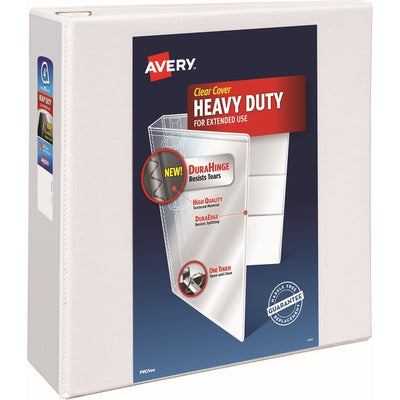 Avery&reg; Heavy Duty View Binder 4" , One Touch&trade; Locking D Rings, White (AVE79-704)