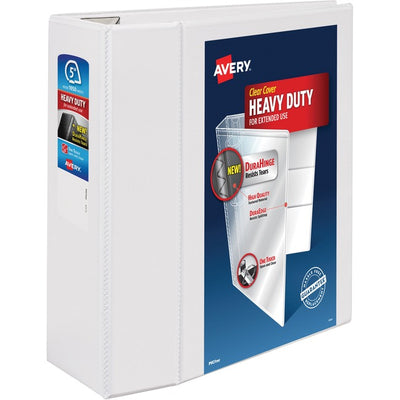 Avery&reg; Heavy Duty View Binder 5" , One Touch&trade; Locking D Rings, White (AVE79-706)