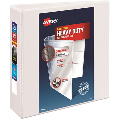 Avery&reg; Heavy Duty View Binder 3" , One Touch&trade; Locking D Rings, White (AVE79-793)