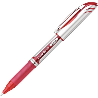 EnerGel Liquid Gel Pen, (0.7mm) Metal Tip, Capped, Red Ink (PENBL57-B)