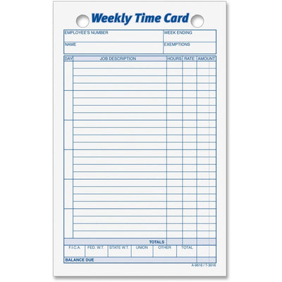 TOPS Weekly Handwritten Time Cards (TOP3016)