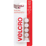 VELCRO&reg; Sticky Back 5/8in Circles White 15 Ct (VEK90070C)